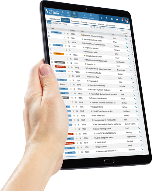 Blue Secure Office Programm auf einem Tablet